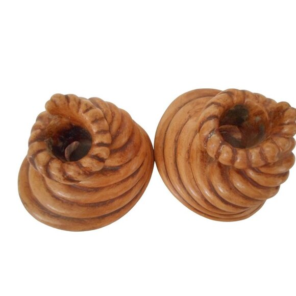 Vintage Mid Century 1970s Cornucopia MCM brown candlesticks - Picture 5 of 6